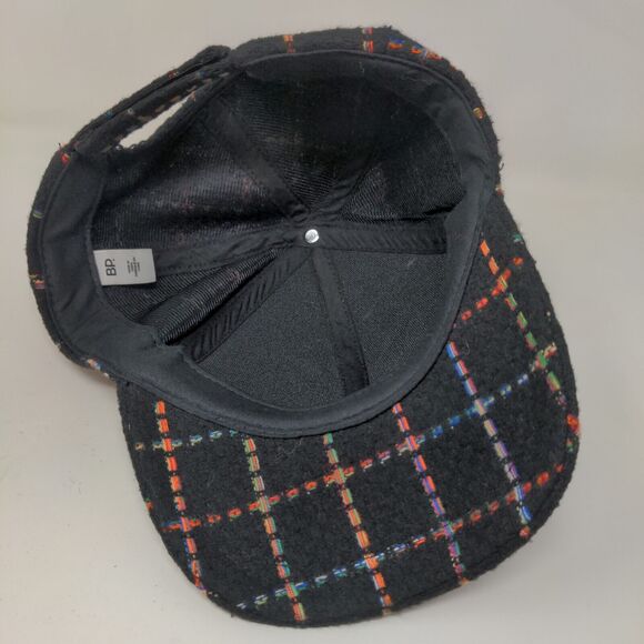 BP Women's Strapback Hat Black Rainbow Striped Adjustable Knit Pattern - Picture 9 of 11